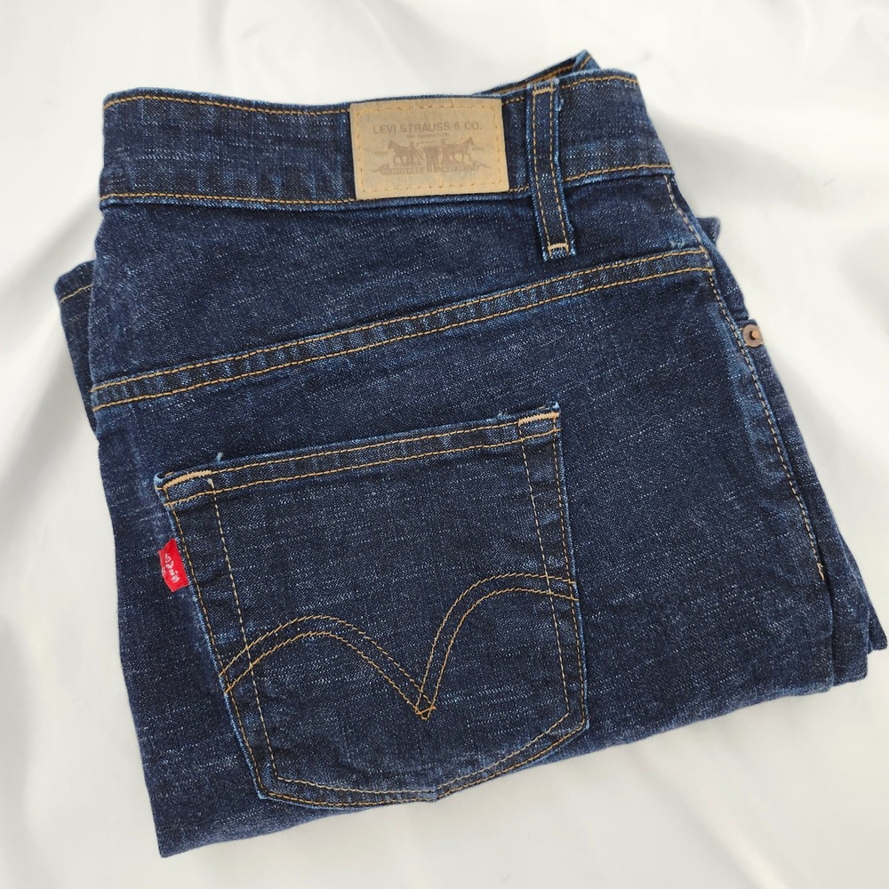 Levis 580 Wide‎ Leg Jeans Womens 20W Short Dark Wash Denim Stretch Red Tab